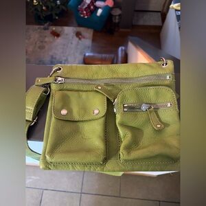 Fossil Lime Green Leather Crossbody Bag